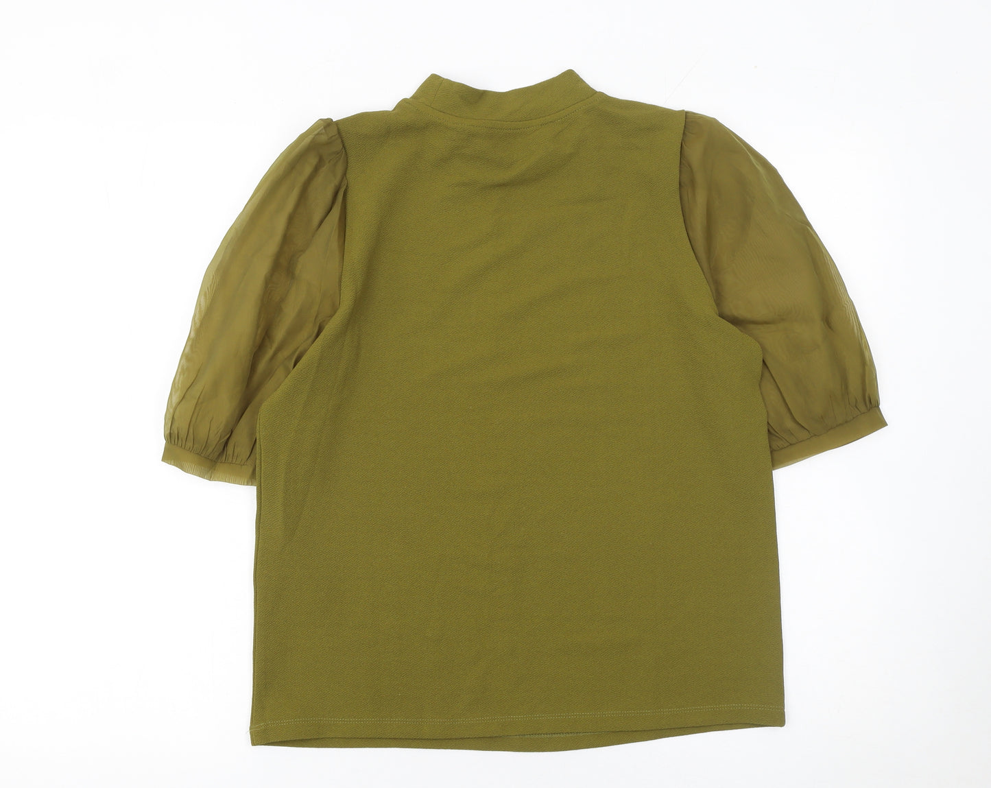 Vero Moda Women Green Puff Sleeve High Neck Blouse M