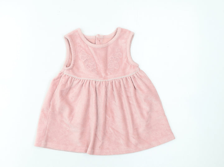 Dunnes Stores Girls Pink Corduroy Sleeveless A-Line Dress 6-9 Months