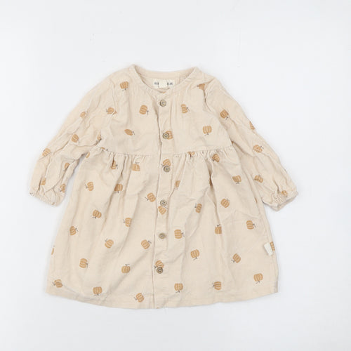 Rabbit Bear Beige Corduroy Shirt Dress 12 Months Unisex Baby Long Sleeve