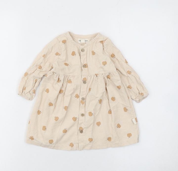 Rabbit Bear Beige Corduroy Shirt Dress 12 Months Unisex Baby Long Sleeve