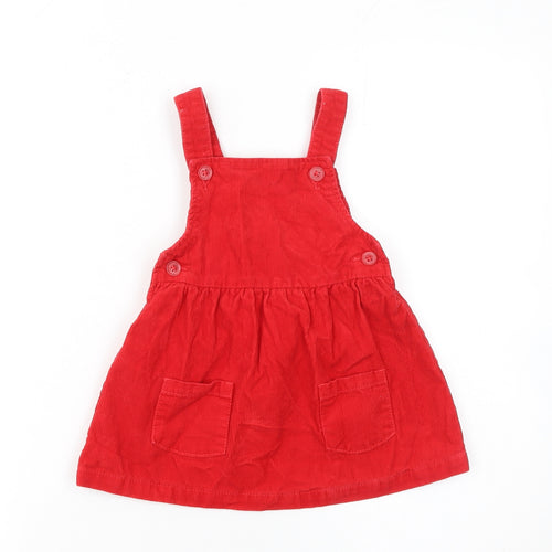 Dunnes Stores Girls Red Corduroy Pinafore Dress 9-12 Months