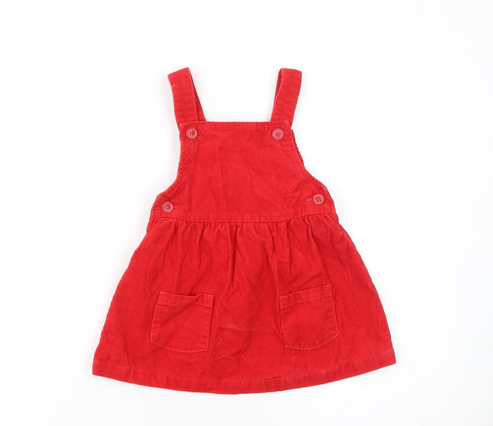 Dunnes Stores Girls Red Corduroy Pinafore Dress 9-12 Months