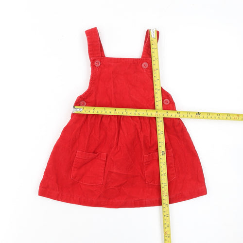Dunnes Stores Girls Red Corduroy Pinafore Dress 9-12 Months