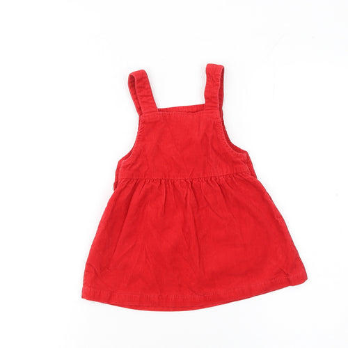 Dunnes Stores Girls Red Corduroy Pinafore Dress 9-12 Months