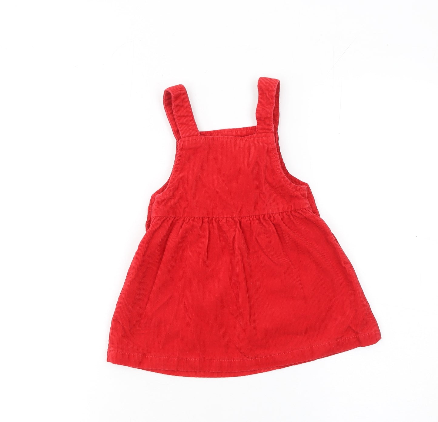 Dunnes Stores Girls Red Corduroy Pinafore Dress 9-12 Months