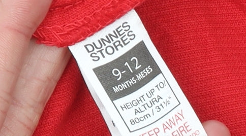 Dunnes Stores Girls Red Corduroy Pinafore Dress 9-12 Months
