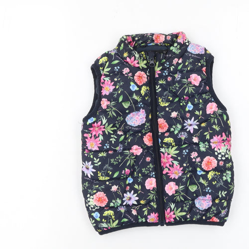 Name It Girls Multicoloured Floral Puffer Waistcoat Gilet 2 Years