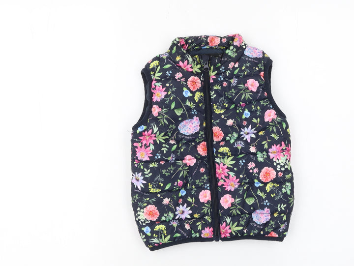 Name It Girls Multicoloured Floral Puffer Waistcoat Gilet 2 Years