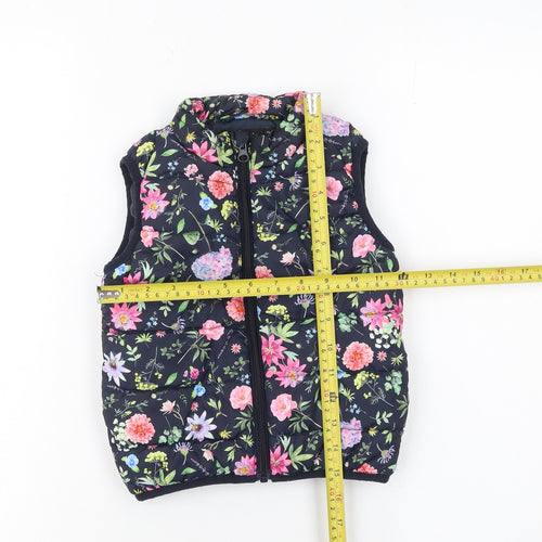 Name It Girls Multicoloured Floral Puffer Waistcoat Gilet 2 Years