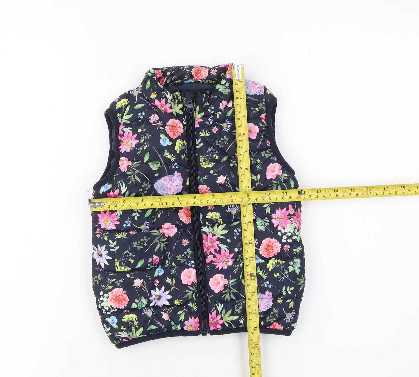 Name It Girls Multicoloured Floral Puffer Waistcoat Gilet 2 Years
