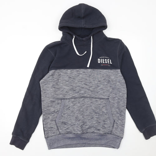 Diesel Men's Grey Pullover Hoodie Size L Classic Fleece Sweatshirt