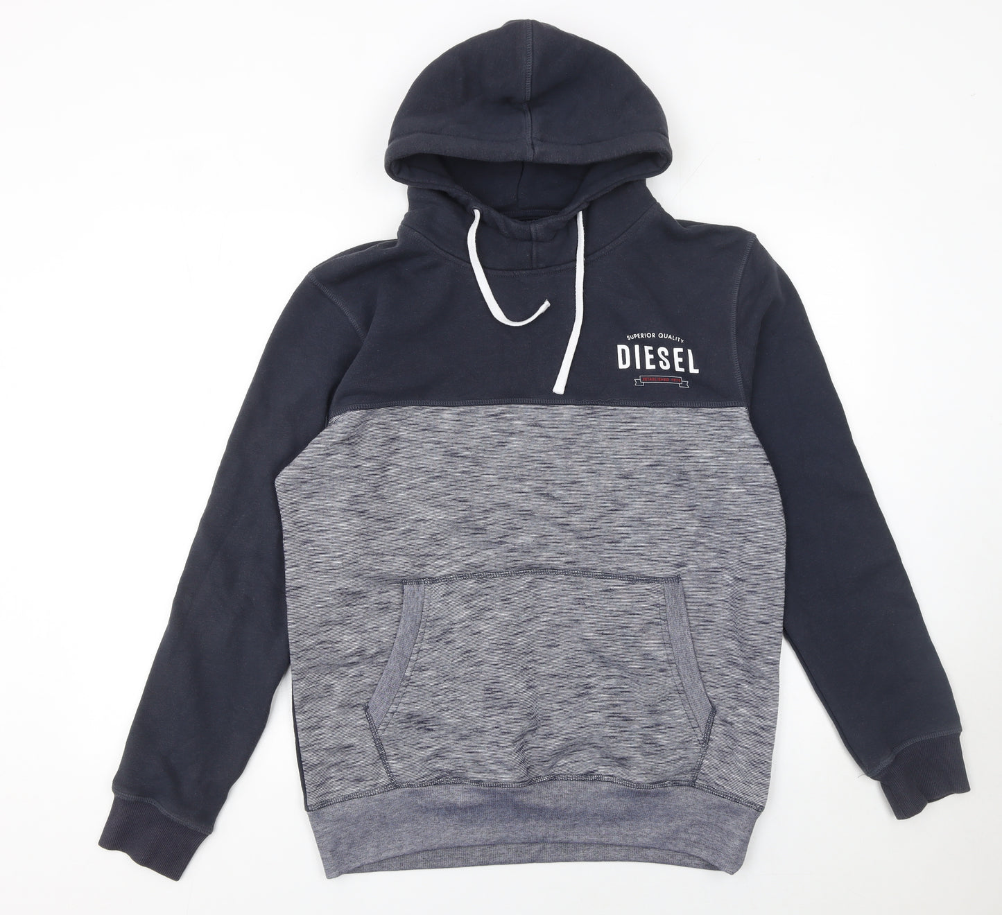 Diesel Men's Grey Pullover Hoodie Size L Classic Fleece Sweatshirt