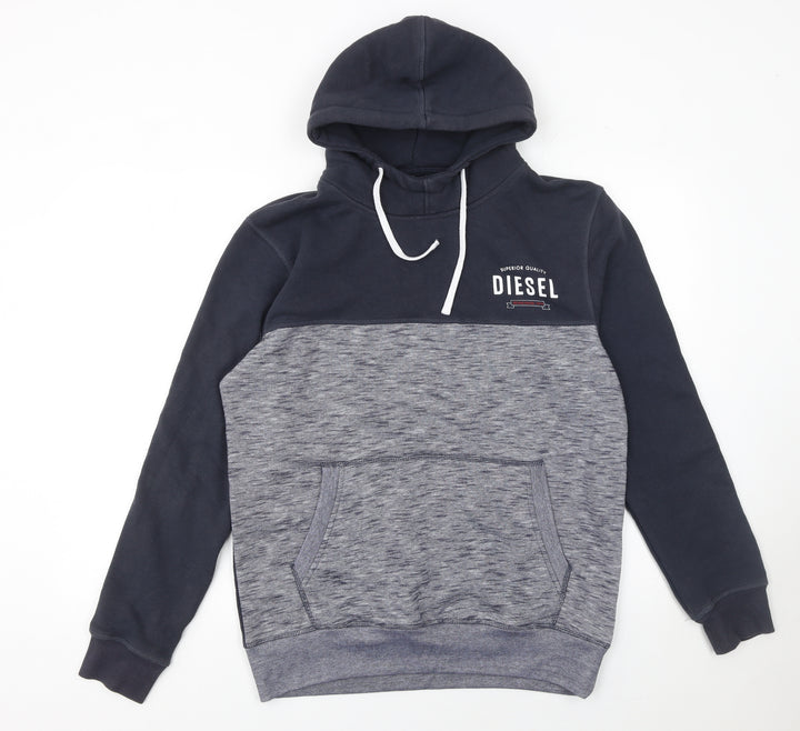 Diesel Men's Grey Pullover Hoodie Size L Classic Fleece Sweatshirt