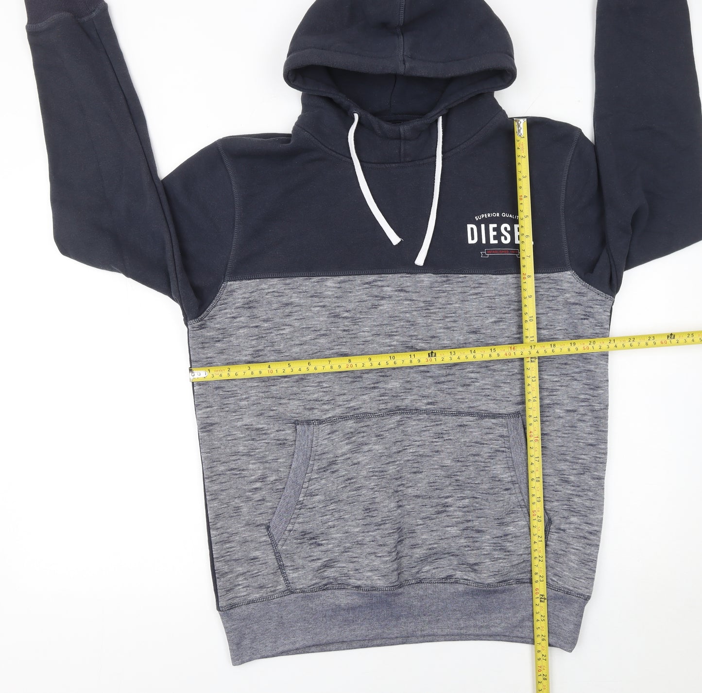 Diesel Men's Grey Pullover Hoodie Size L Classic Fleece Sweatshirt