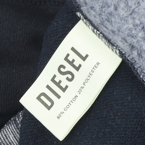 Diesel Men's Grey Pullover Hoodie Size L Classic Fleece Sweatshirt