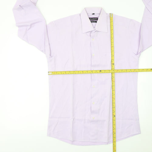 Benetti Men's Purple Striped Long Sleeve Cotton Blend Button-Up Shirt Size 16
