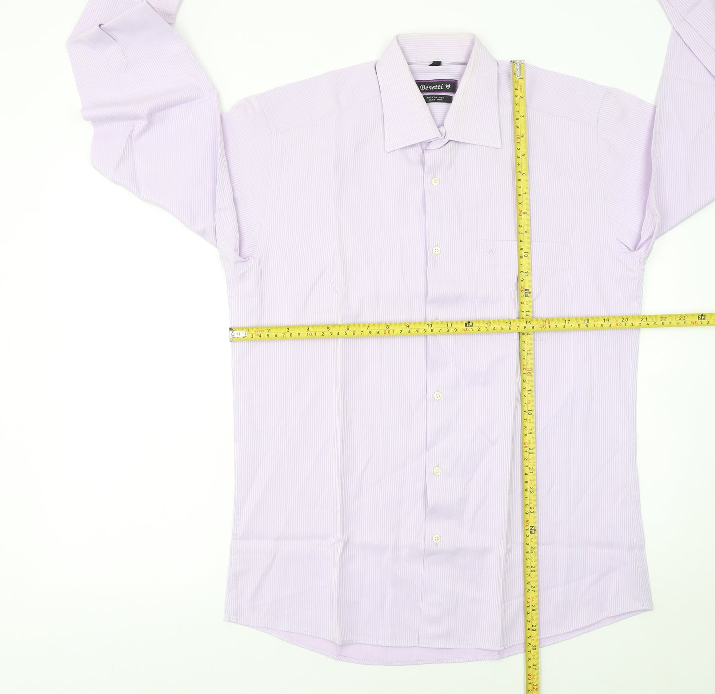 Benetti Men's Purple Striped Long Sleeve Cotton Blend Button-Up Shirt Size 16
