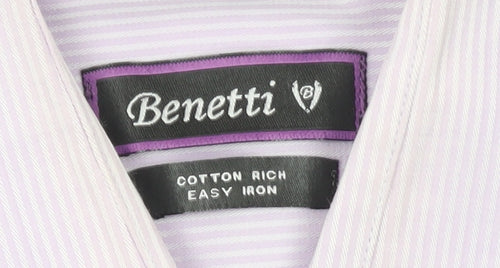 Benetti Men's Purple Striped Long Sleeve Cotton Blend Button-Up Shirt Size 16