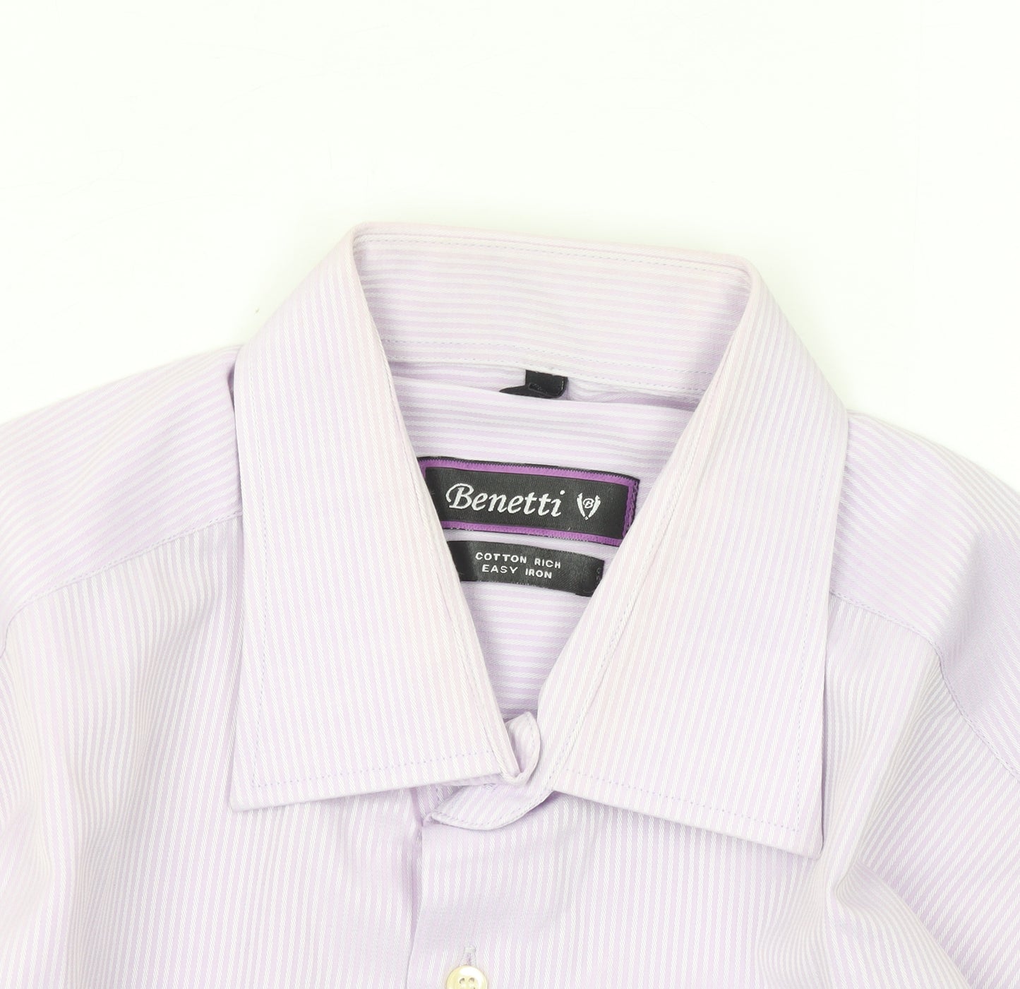 Benetti Men's Purple Striped Long Sleeve Cotton Blend Button-Up Shirt Size 16