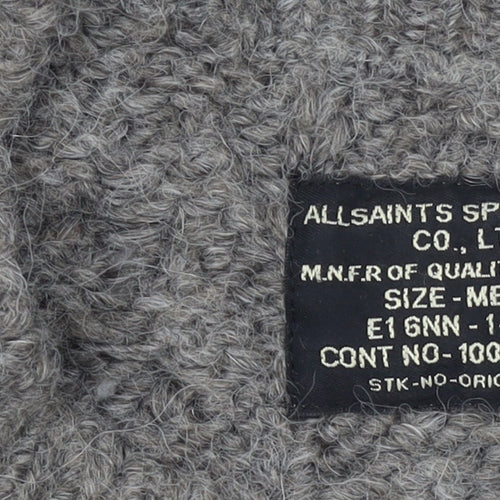 AllSaints Women's Grey Chunky Knit Crew Neck Wool Blend Jumper M