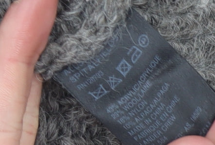 AllSaints Women's Grey Chunky Knit Crew Neck Wool Blend Jumper M