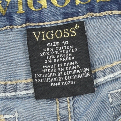 Vigoss Teens Blue Skinny Jeans Size 10 Sequin Embroidered Denim