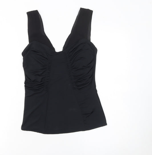 Zara Women Black V-Neck Ruched Camisole Top Size 12