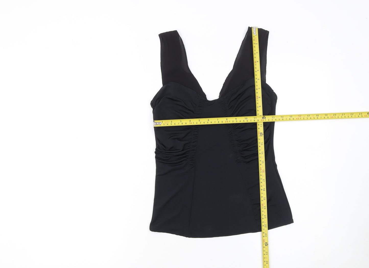 Zara Women Black V-Neck Ruched Camisole Top Size 12