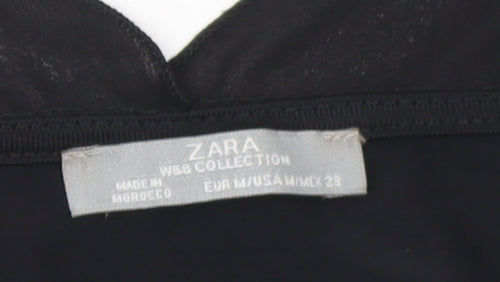 Zara Women Black V-Neck Ruched Camisole Top Size 12