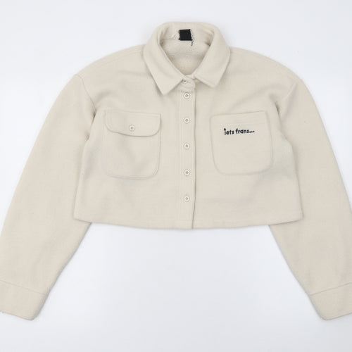Urban Outfitters Womens Beige Cropped Fleece Jacket Size S