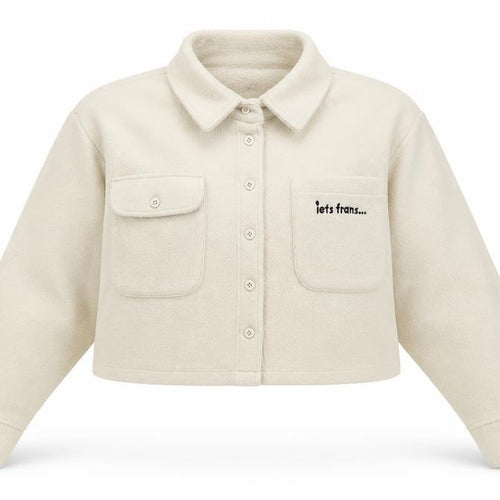 Urban Outfitters Womens Beige Cropped Fleece Jacket Size S