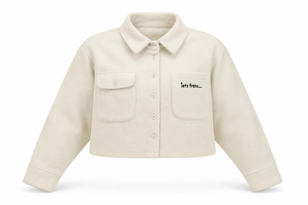 Urban Outfitters Womens Beige Cropped Fleece Jacket Size S