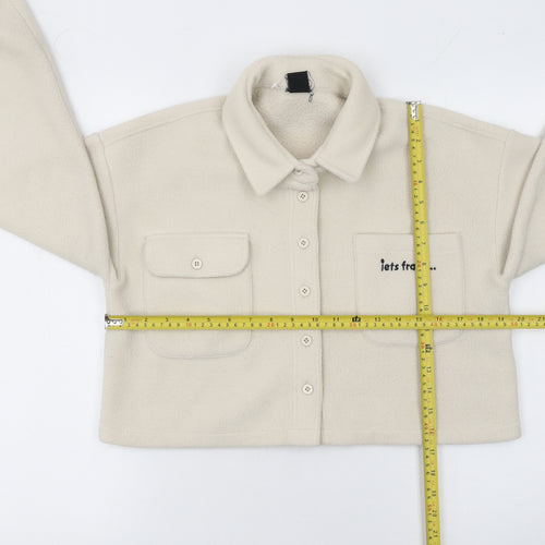 Urban Outfitters Womens Beige Cropped Fleece Jacket Size S