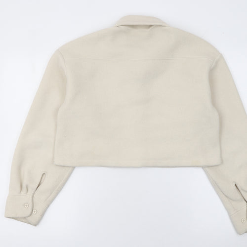 Urban Outfitters Womens Beige Cropped Fleece Jacket Size S