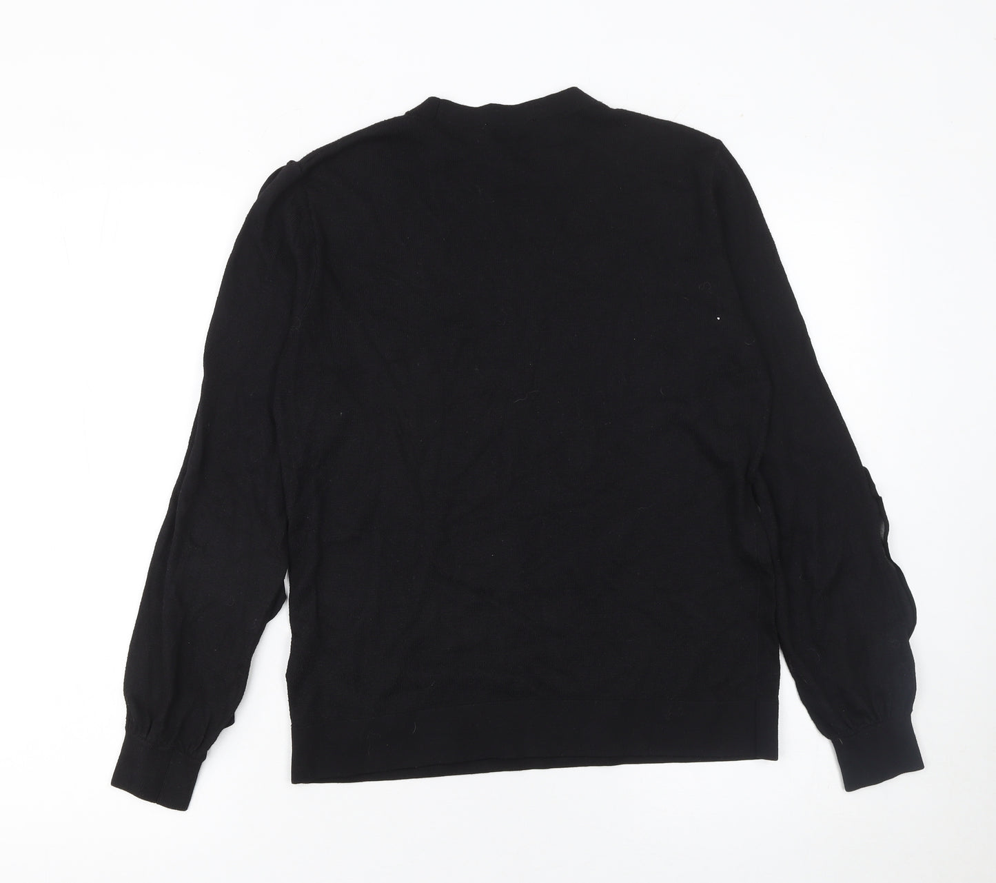 Warehouse Womens Black UK 10 Ruffle Sleeve Viscose Blend Jumper
