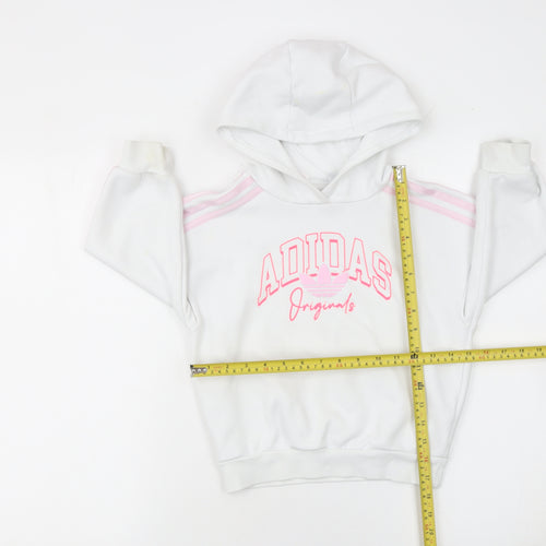Adidas Girls White Pink Originals Pullover Hoodie 5-6 Years Hooded Sweatshirt