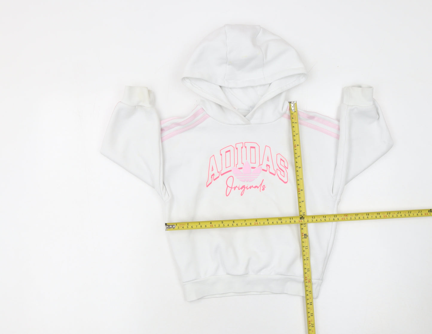 Adidas Girls White Pink Originals Pullover Hoodie 5-6 Years Hooded Sweatshirt