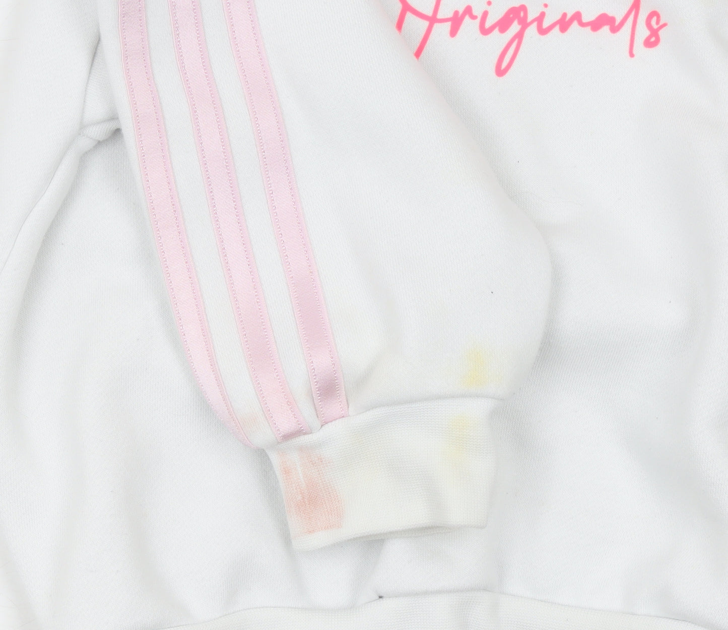 Adidas Girls White Pink Originals Pullover Hoodie 5-6 Years Hooded Sweatshirt