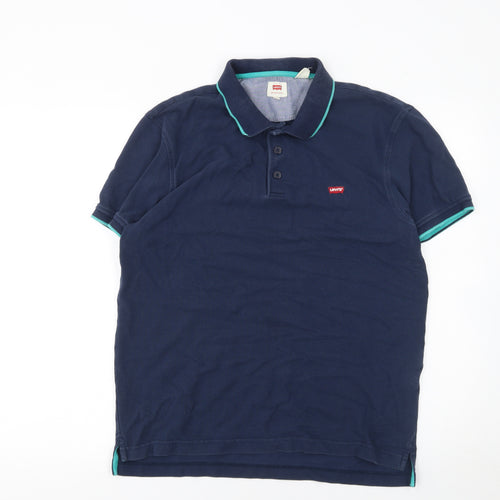 Levi's Men's Navy Blue Polo Shirt M Cotton Short Sleeve Casual