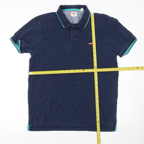 Levi's Men's Navy Blue Polo Shirt M Cotton Short Sleeve Casual