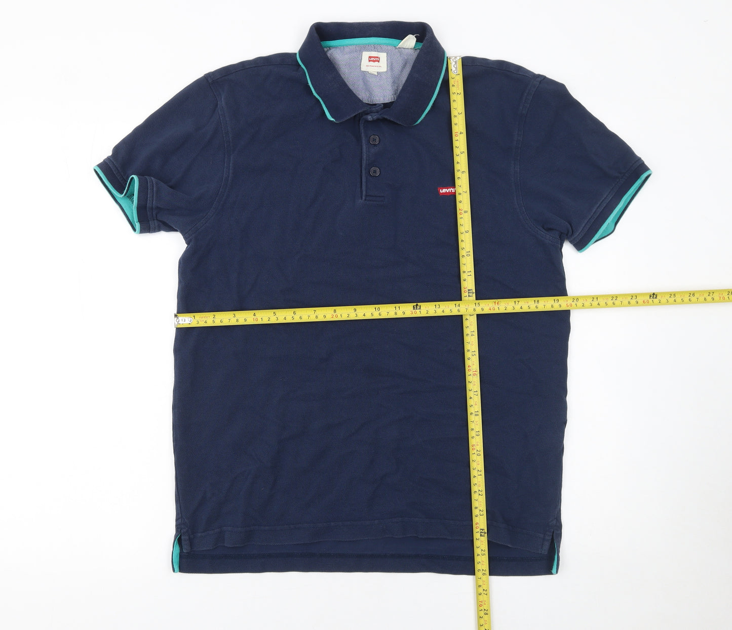 Levi's Men's Navy Blue Polo Shirt M Cotton Short Sleeve Casual