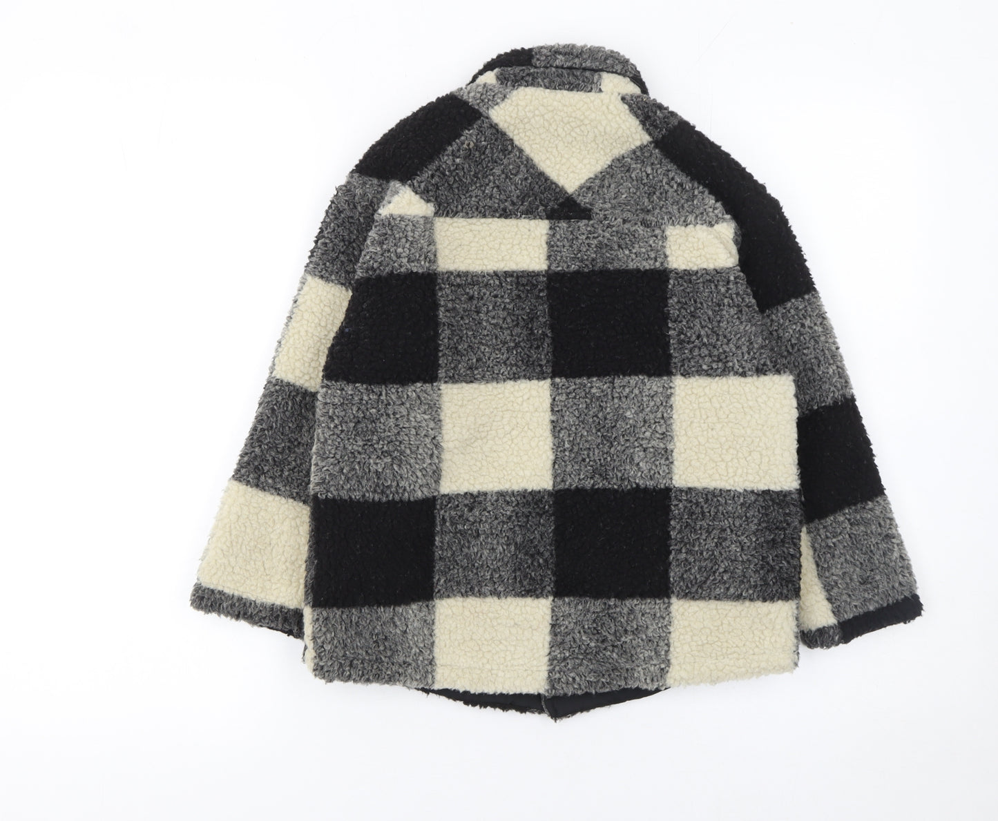 Next Boys Black Check Fleece Shirt Jacket 7 Years Lined Winter Coat
