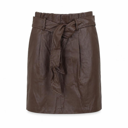 New Look Women Brown Faux Leather High Waist Knee Length Skirt Size 8