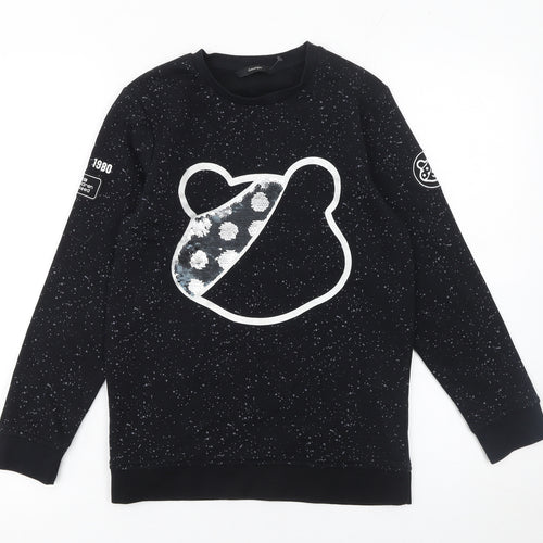 George Boys Black Bear Sequin Pullover Sweatshirt 10-11 Years