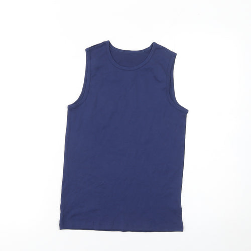 Marks and Spencer Boys Blue Cotton Sleeveless Tank Top 11-12 Years