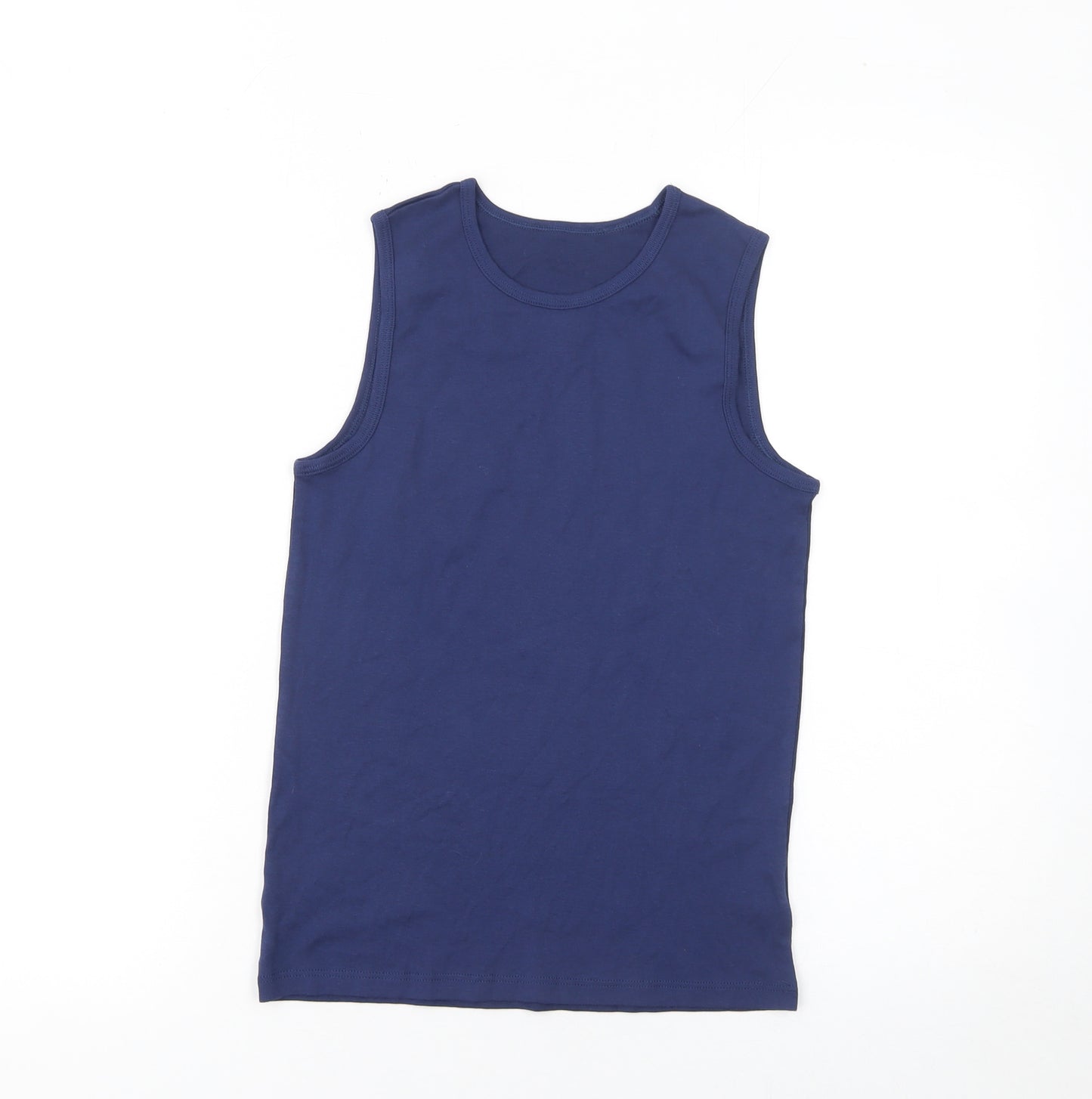 Marks and Spencer Boys Blue Cotton Sleeveless Tank Top 11-12 Years