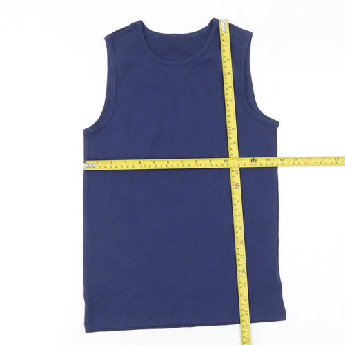 Marks and Spencer Boys Blue Cotton Sleeveless Tank Top 11-12 Years
