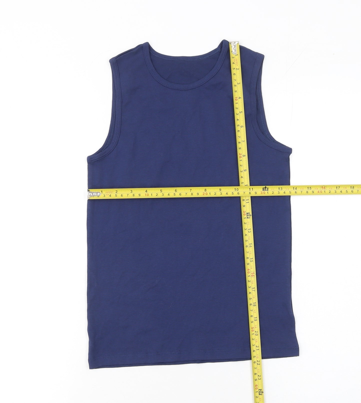 Marks and Spencer Boys Blue Cotton Sleeveless Tank Top 11-12 Years