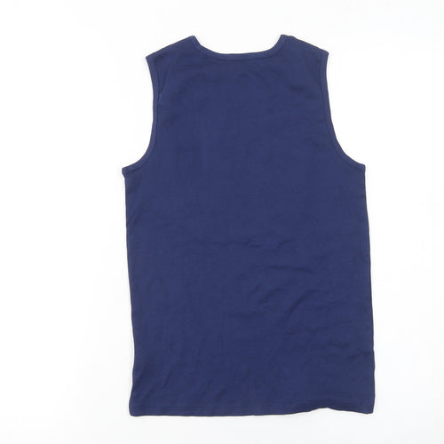 Marks and Spencer Boys Blue Cotton Sleeveless Tank Top 11-12 Years
