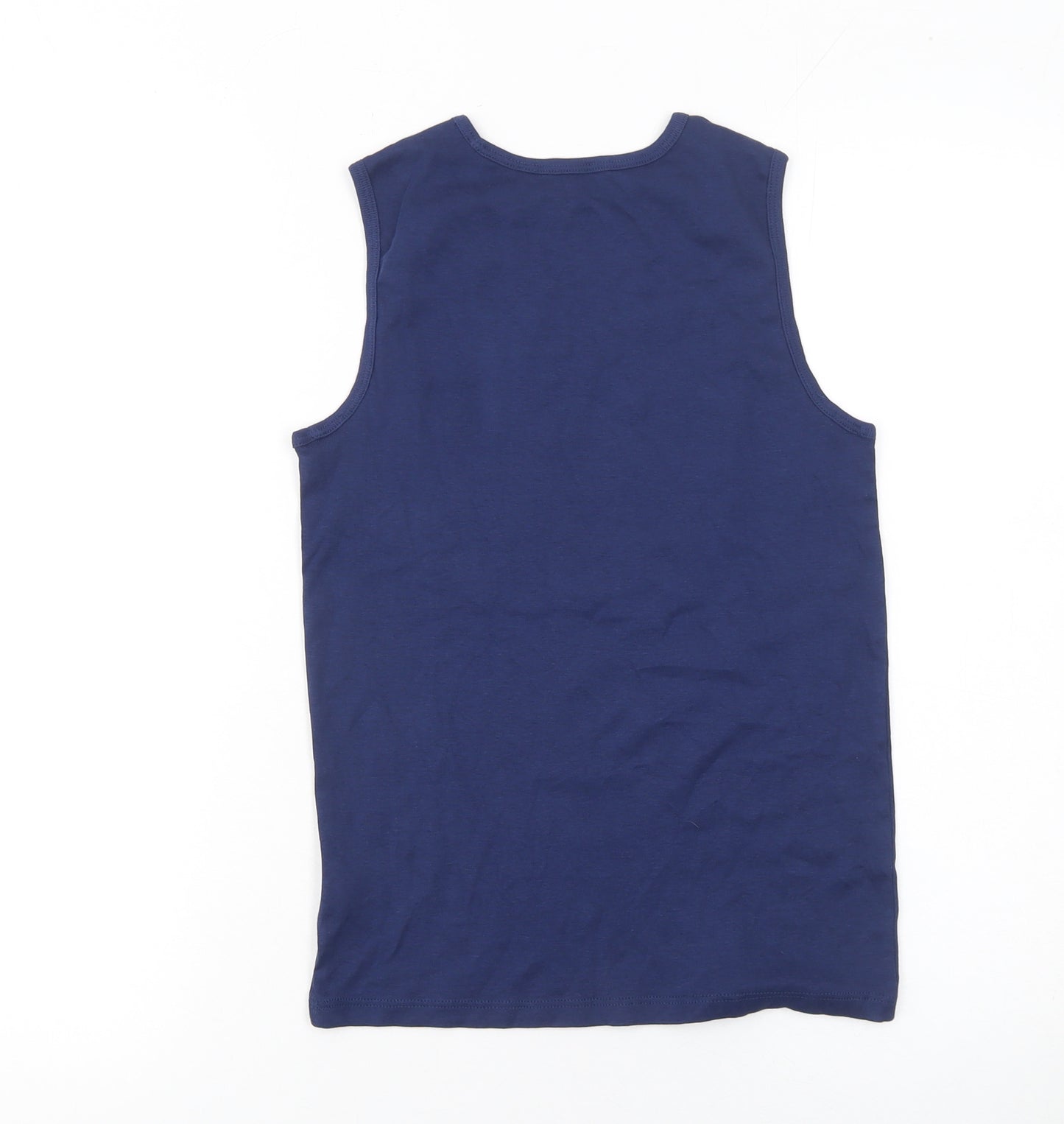 Marks and Spencer Boys Blue Cotton Sleeveless Tank Top 11-12 Years